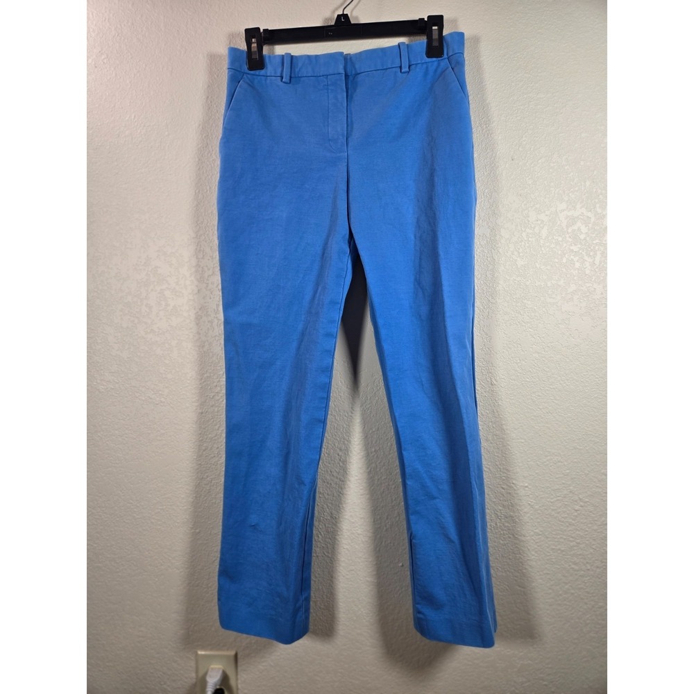 Theory Blue Classic Tailored Slim Cropped Stretch Cotton Pant 4
